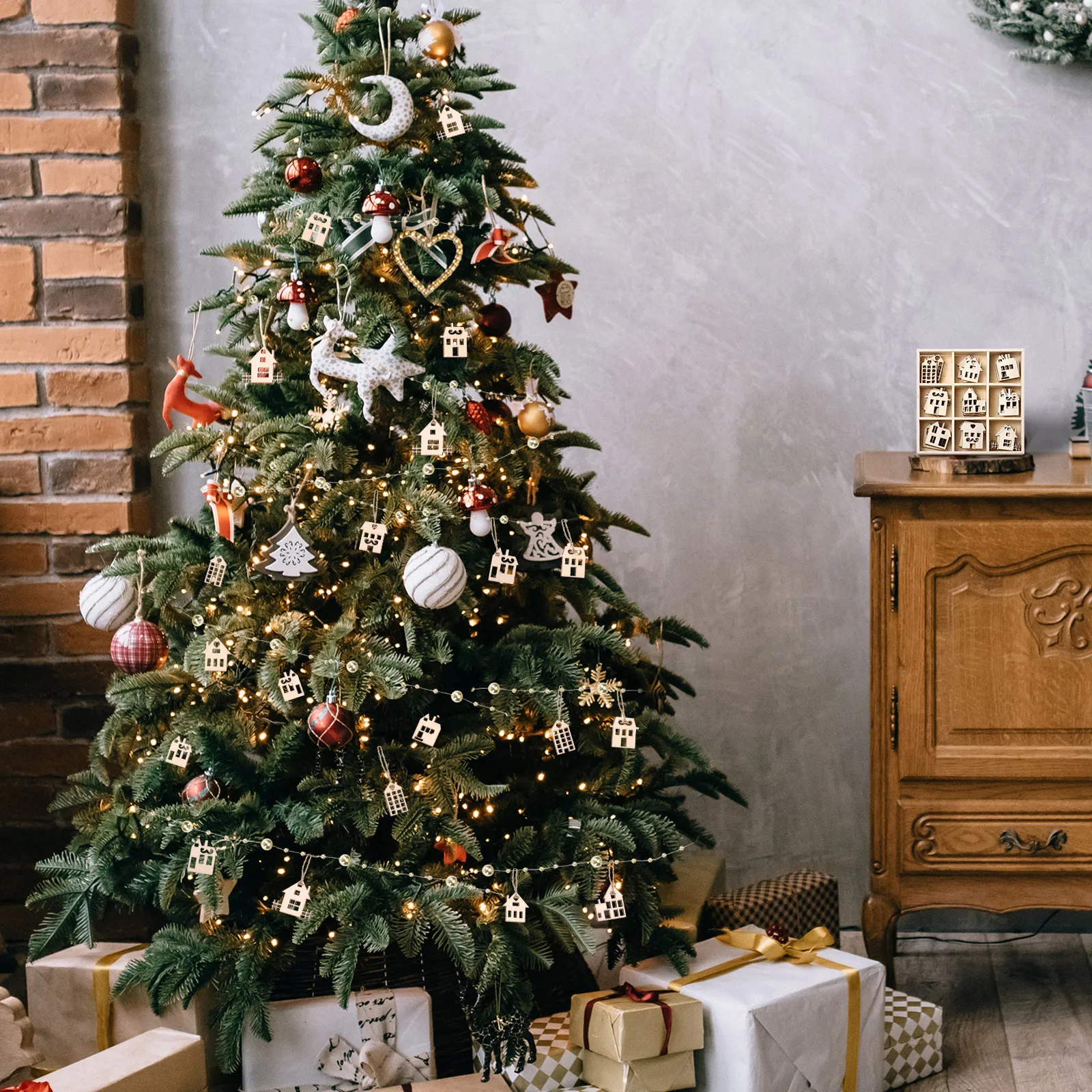 

45pcs Diy Unfinished Shape Wooden Slices Smooth Wood Cutouts For Painting Crafts Wood Chips Diy Decoration Supplies