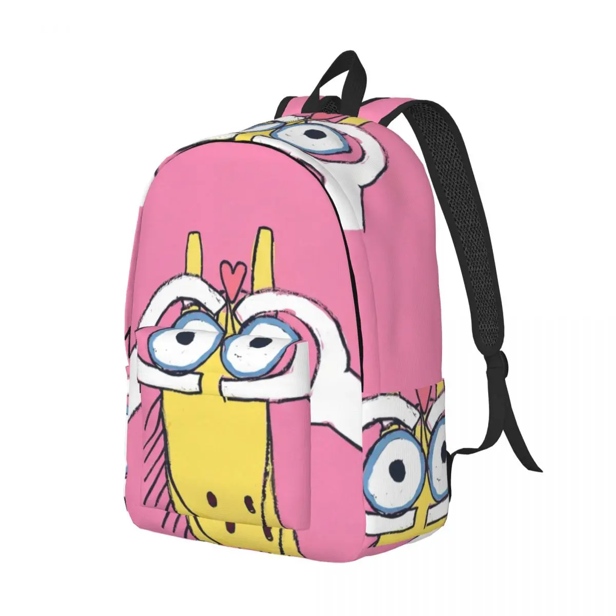Sweet Student Backpack Center Giraffe Binoculars Whimsical Illustration Solid Pink Multi Color Fashion Daypack for College Work