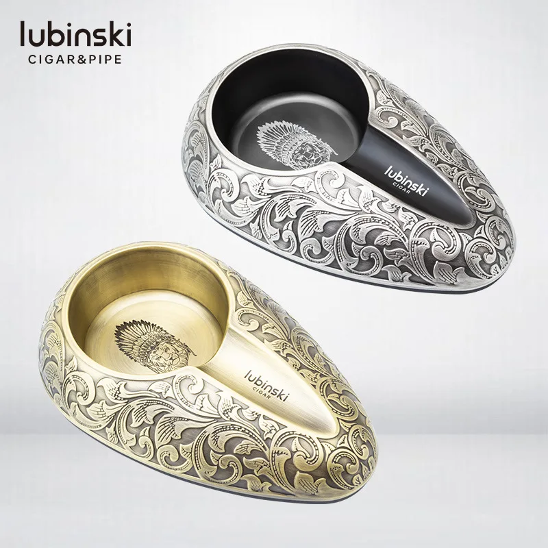 Cigar Ashtray Zinc Alloy Portable Large Capacity Cigar Ashtray Ceramic Single Slot ceramic Triangular Cigar Ash Tray