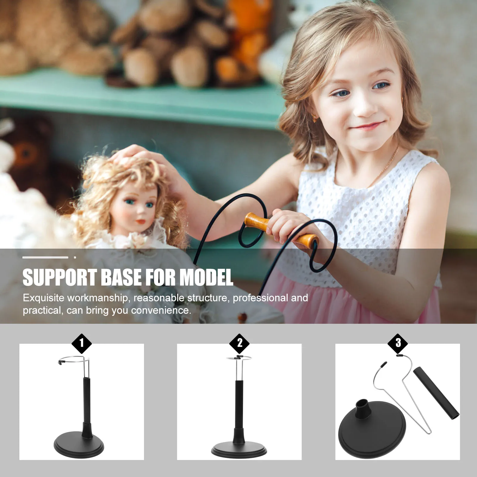 

2pcs Stand Wide Base Support Model Holder PVC Display Shelf Iron Wire Puppet Action for Collection