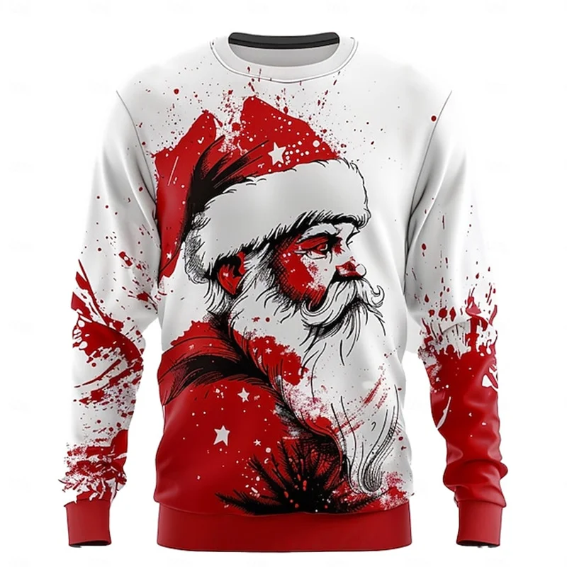 

3D Printed Christmas Tree Cow Bear Sweatshirt For Men Funny Pattern Pullovers Casual Loose Round Neck Long Sleeve Unisex Hoodies