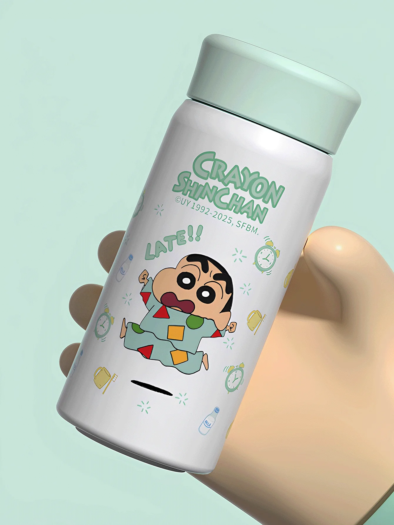 Taza de bolsillo de dibujos animados Crayon Shin-Chan, 200 ml (6,76 oz), taza aislante de viaje simple, para uso diario de niños y niñas