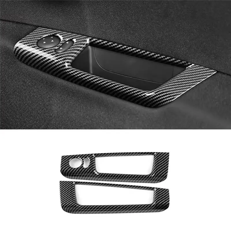Car Rearview Mirror Adjustment Window Button Switch Sticker In Carbon Fiber For RHD For FIAT 500 Abarth 595 695 2008-2023-A67F