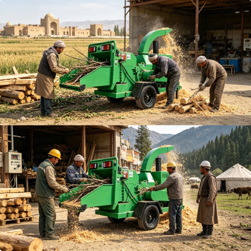 Wood Chipper Wood Shredder Wood Crusher 6 Inch Commercial Diesel Engine Driven Mobile Towable Heavy Duty Tree Branch Unit