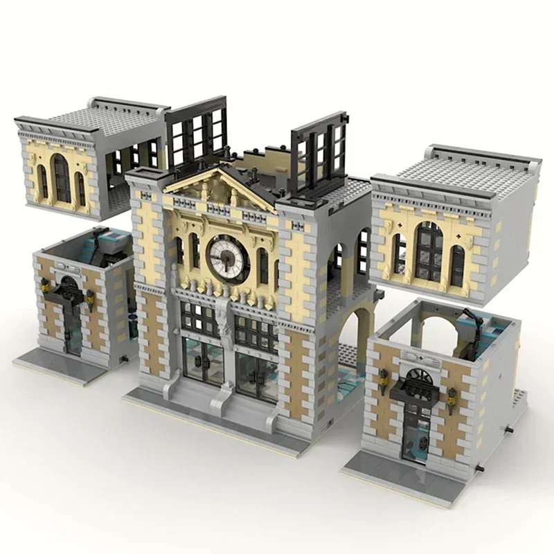 Street View Model Moc Building Bricks, Modular The Central Train Station Technology Blocks Gifts, Christmas Toys, DIY Sets Assembly