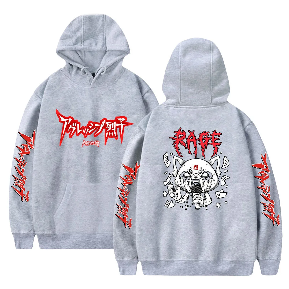 Cartoon Aggretsuko Hoodie Long Sleeve Sweatshirt Men Women's Pullover Harajuku Streetwear Adult Kids Unisex Clothes