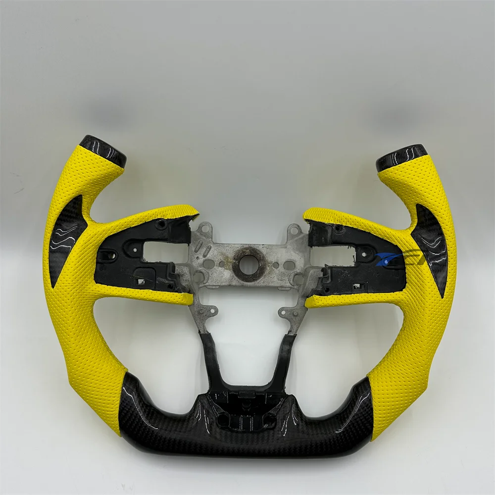 

Customized Carbon Fiber Yellow Perforated Leather Steering Wheel For Honda Civic 2016 2017 2018 2019 2020 2021