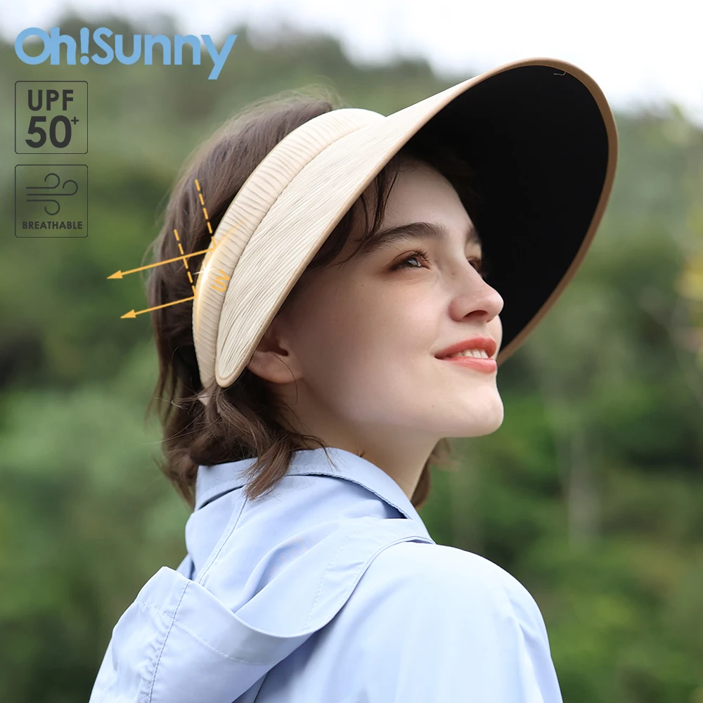 

OhSunny Women's Sun Visor 2024 New Fashion Summer Golf Cap UV Protection UPF 50+ Portable Hat for Outdoors Sports Traveling