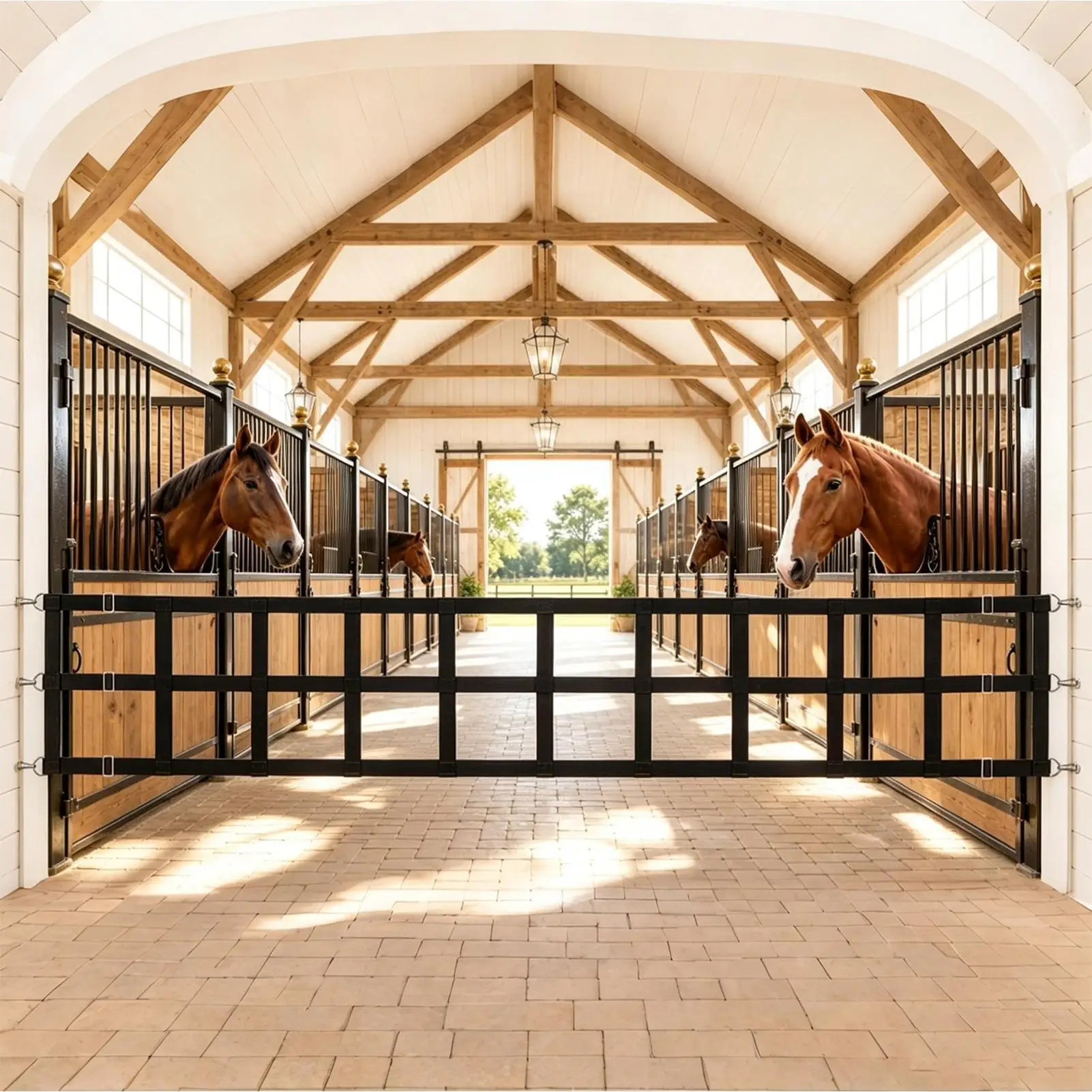 Stall Guard 9.8x1.6ft Weather-Resistant Climb-Proof Protective Stable Gate Barrier For Indoor Outdoor Barn Ranch Farm Livestock