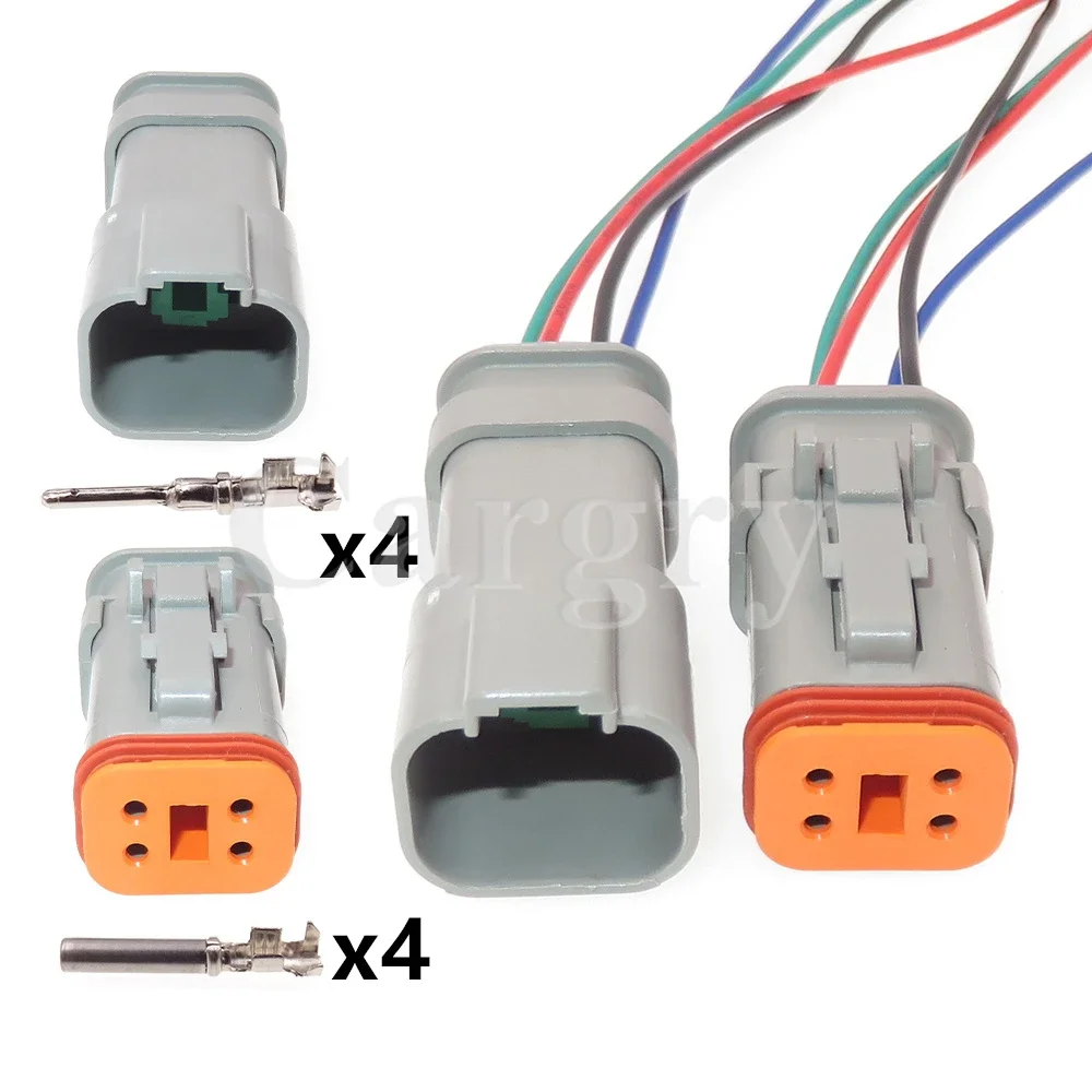 

1 Set 4P DT04-4P-E008 DT04-4S-E008 Automobile Electric Cable Waterproof Socket AC Assembly Car Plastic Housing Sealed Connector