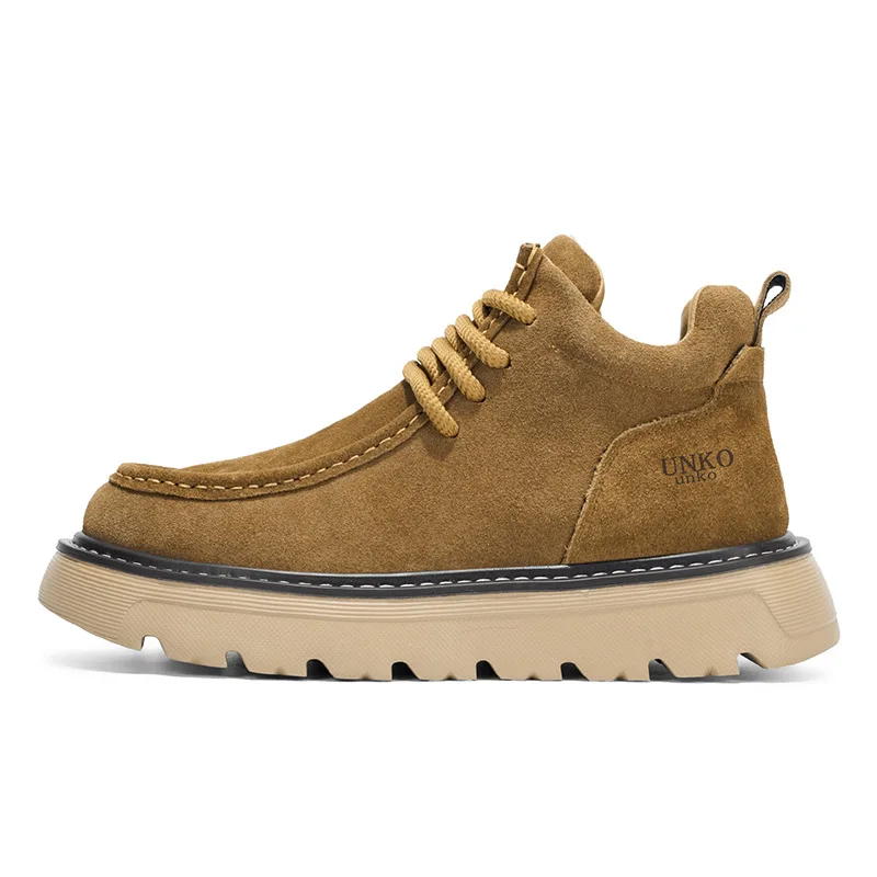 Men's High Top Suede Chunky Sneakers Anti-Slip Lace-Up Casual Shoes Comfortable Thick Sole Autumn Winter Fashion Ankle Boots