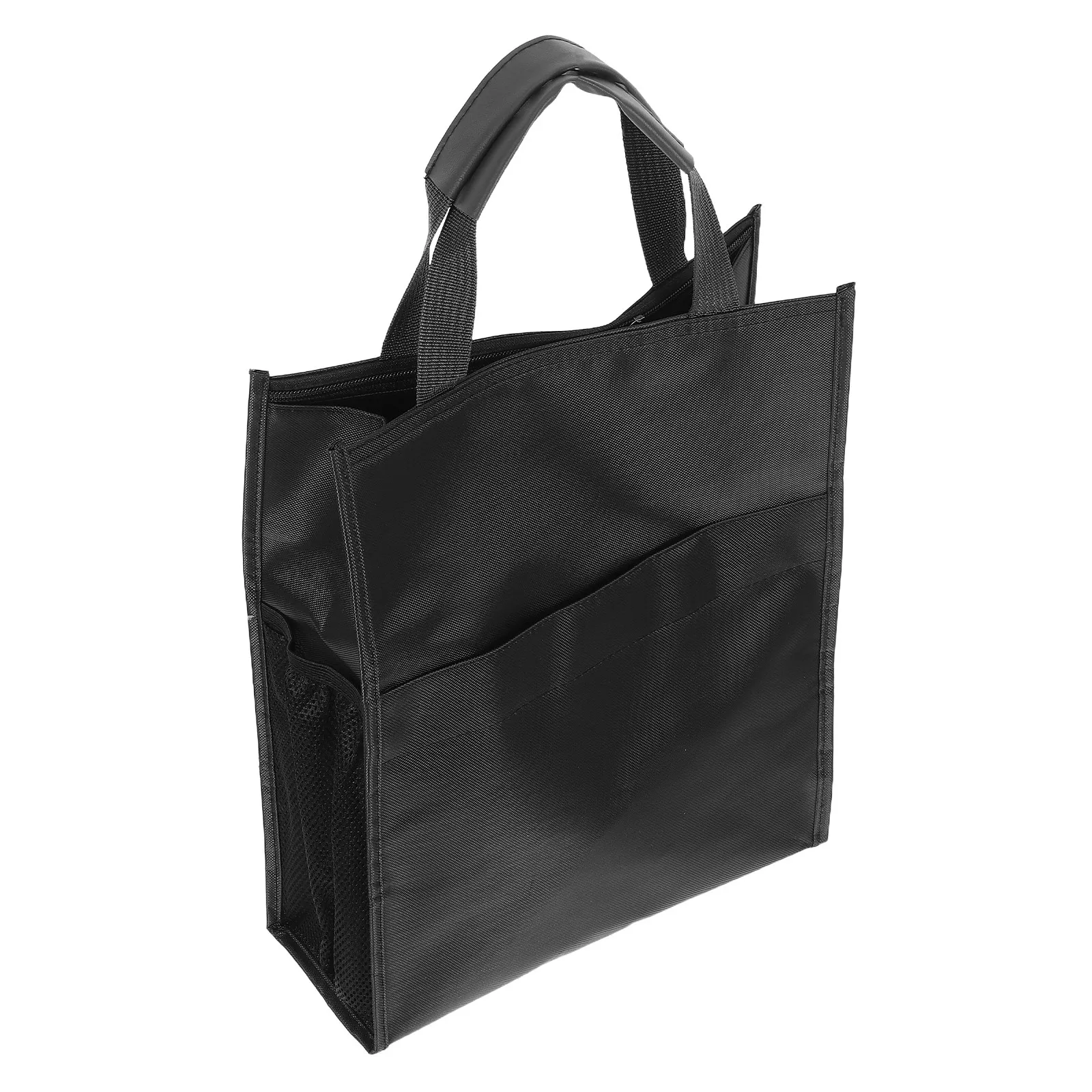 Oxford Cloth Briefcase for Men – Zippered Document Bag, 14x11x4 Inch Black Office Tote with Organizer Pouch