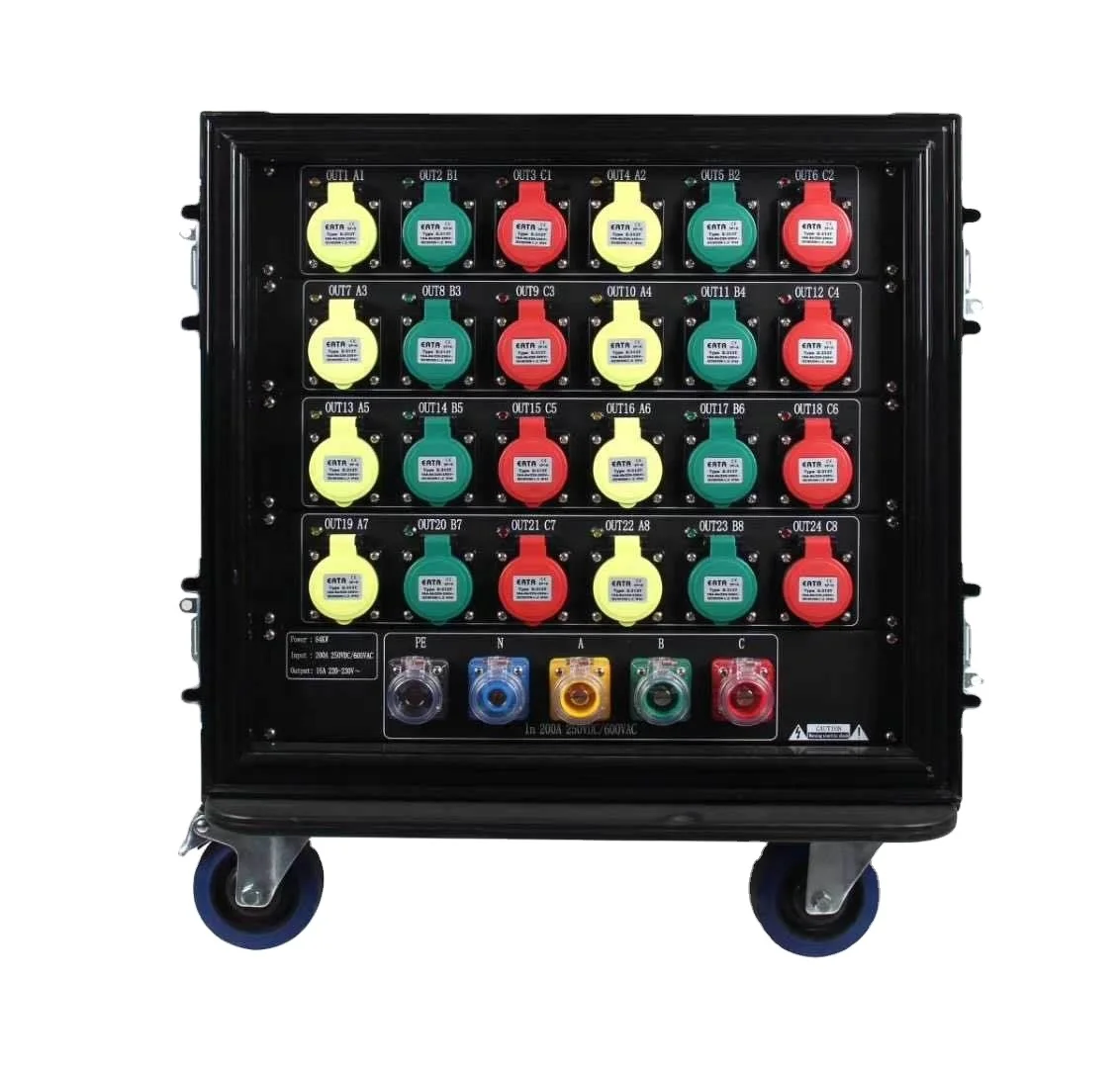 High Quality Fire Impact and Water Proof Stage Distribution Cabinet 380v CAMLOCK 24 Channels