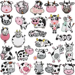Cute Cow Embroidered Patches for Family Clothing DIY Happy Farm Dairy Cattle Anime Appliques Iron on Moo Decals Series Wholesale