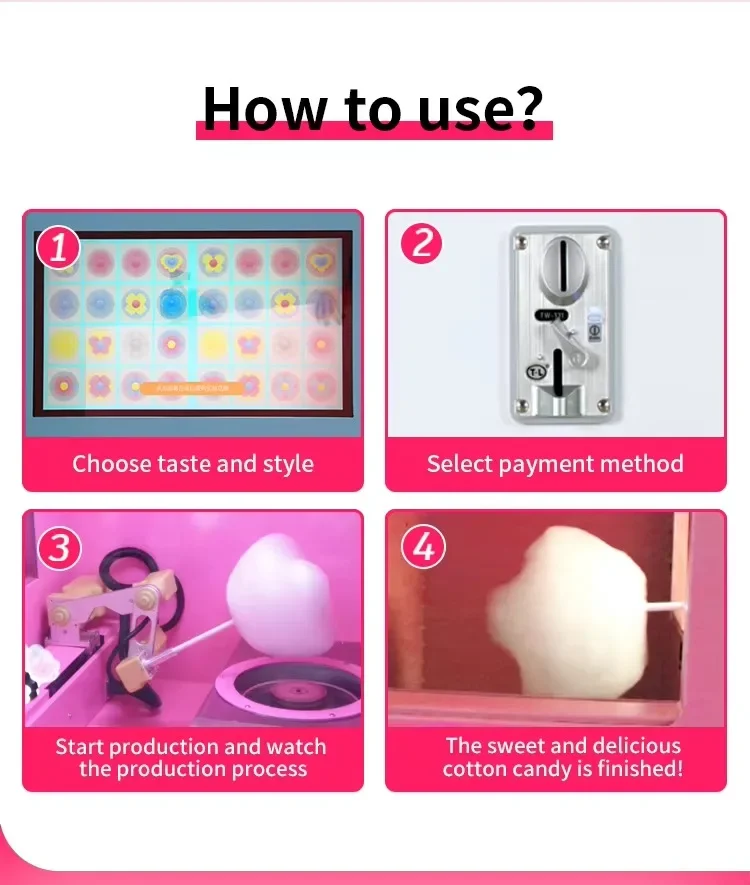 Automatic Cotton Candy Vending Machine – Self-Service Sugar Floss Maker for Malls & Events