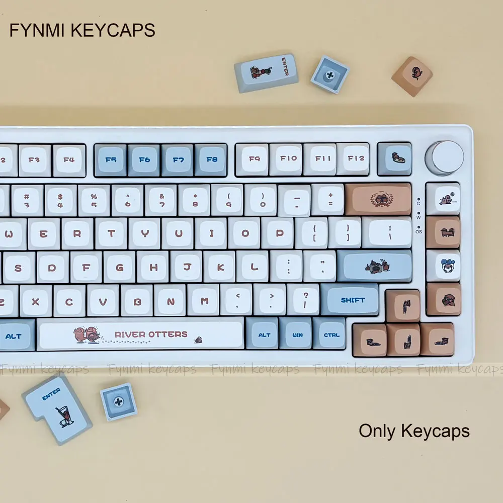 Cute ISO ANSI 1.8mm Thickness PBT Dye Sublimation River Otter XDA Keycaps for 61/68/75/84/87/98/104/108 keys Mechnical Keyboard