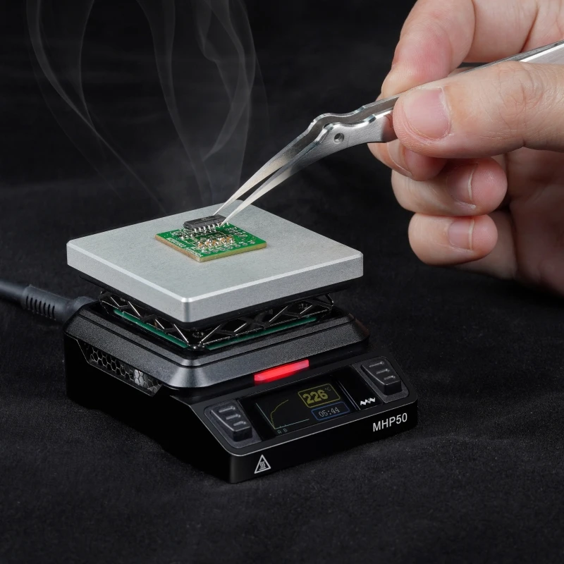 MINIWARE MHP50 Mini Hot Plate Preheater 50*50mm Heating Area Constant Temperature Heating Table 350℃ Intelligent Heating Tool