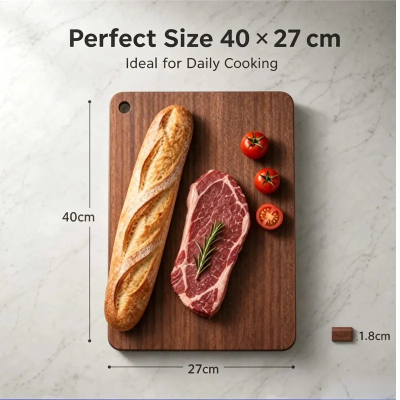 

Solid Ebony Wood Cutting Board, Multi Sizes, Natural Antibacterial, No Glue, Hanging Hole