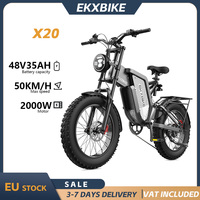 EKX X20 2000W E-Bike Mountain Moped Ebike Powerful Motor 48V35AH Battery 20 Inch Fat Tire Men's Road Electric Bicycle For Adults