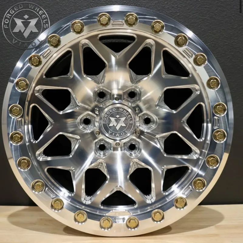 【2026】Viaol Beadlock Wheels Simulated Beadlock Rims Machined Face Polished Forged Wheel Rim 4x4 Offroad For RAM1500 GMC Sierra