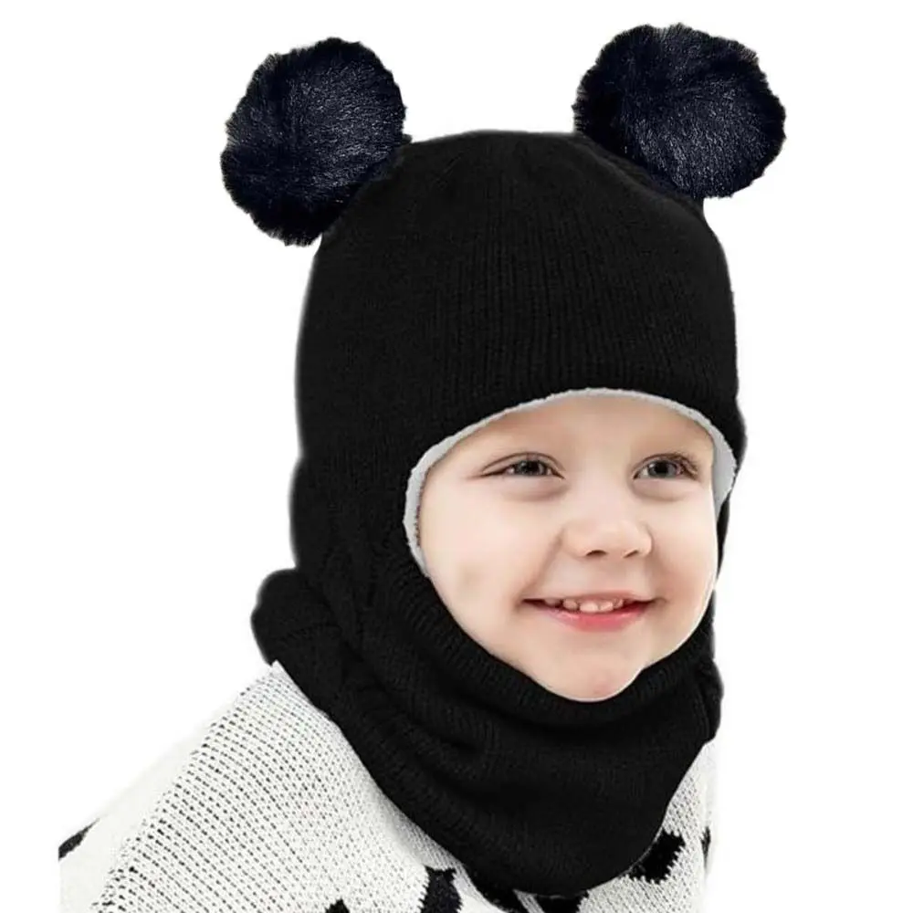 Coldproof Scarf Mask Integrated Hat Warm Lining 4 in1 Children Windproof Hooded Hat Plush Soft Neck Warmer Kids Windproof Hat