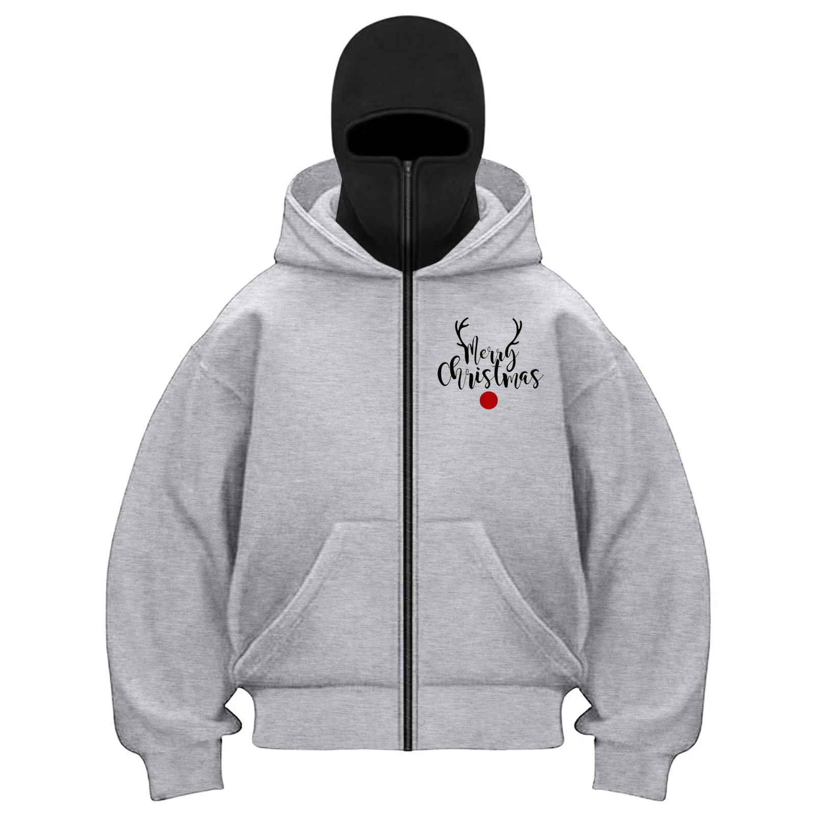 Christmas Print Balaclava Hooded Sweatshirts for All