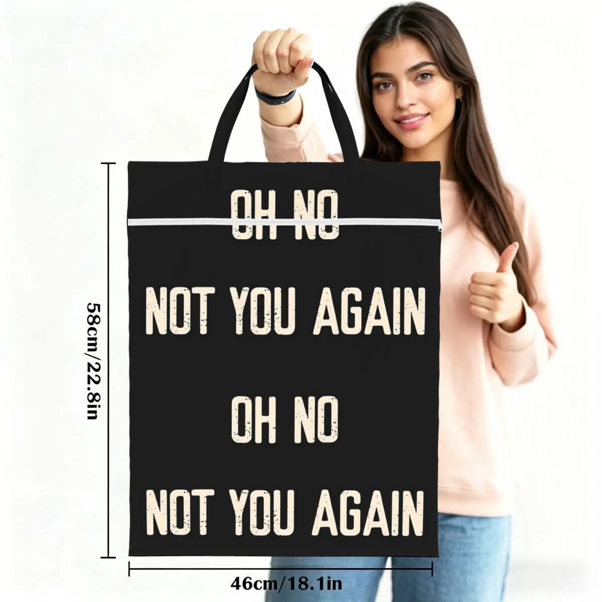 Oh No! Not You Again! Welcome Travel Laundry Bag Waterproof Reusable Dirty Clothes Pouch Gym Yoga Camping Washing Basket