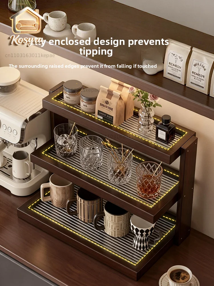 Cup holder Desktop storage rack Shelf Kitchen water Tea room Bar coffee cup plastic rattan layered rack