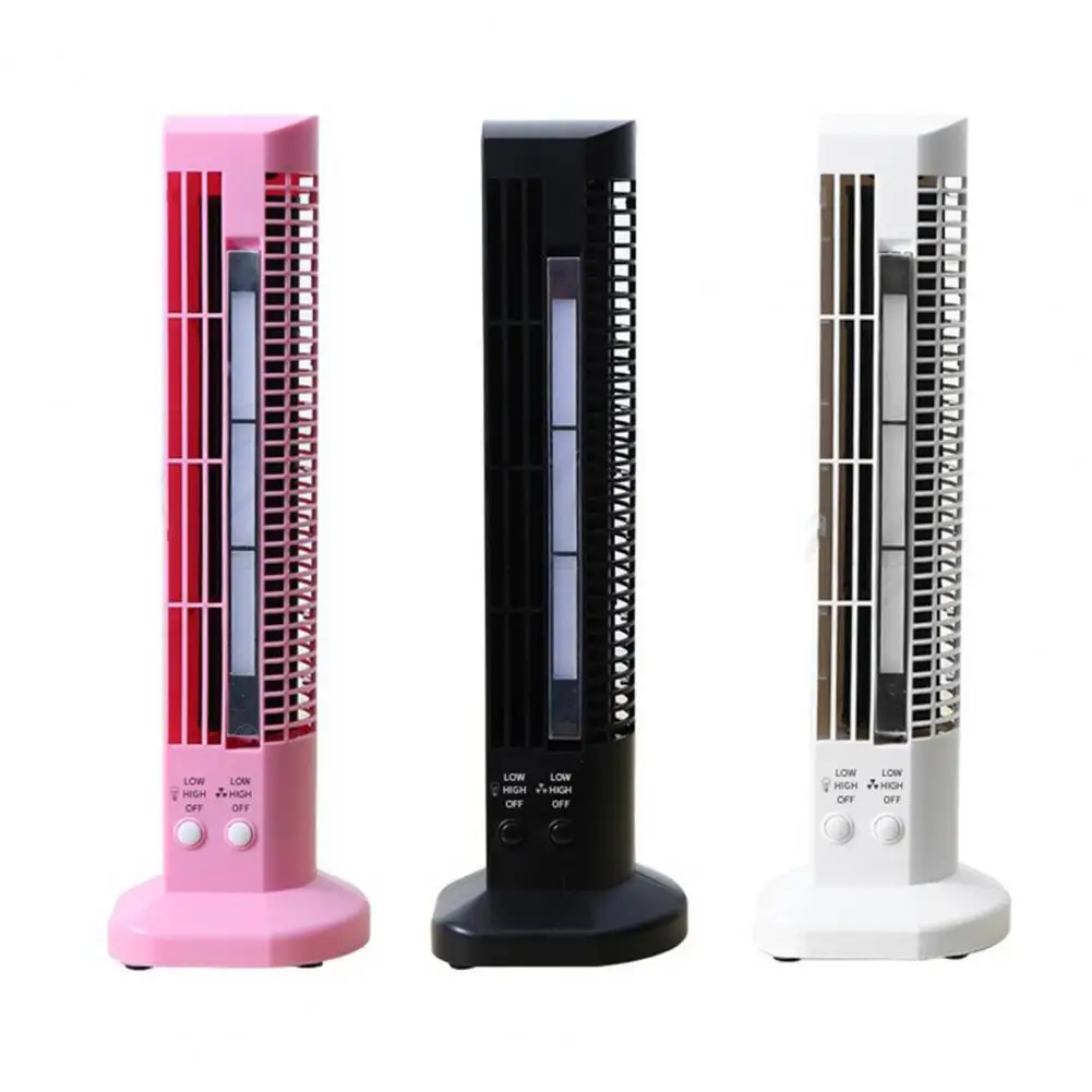 

Mini Tower Fan 2 in 1 LED Stable Base Bladeless 2 Gears Adjustment Low Noise USB Interface Indoor Home Office Electric Fan