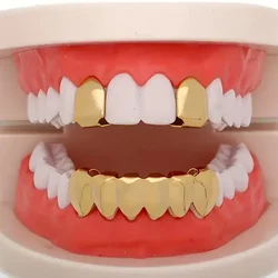 3 adet/takım Trendy Punk diş Grillz, 2 adet üst diş + 1 adet pürüzsüz alt dişler Grillz erkekler için Set, cadılar bayramı Cosplay aksesuarları