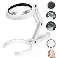 Foldable with 8 LED Light and Stand 5x 11x Stand Desk for Jewelry Appraisal Reading Repair Magnifying Glass Portable Hand-held