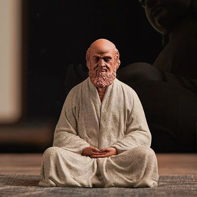 

Бодхидхарма дзен фиолетовый песок буддизм индийские фигурки для украшения дома гостиной чайной комнаты керамические ремесла ручной работы