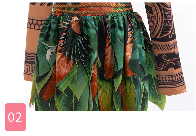 Disney Moana 2 Maui Cosplay Jumpsuits Tattoo Kostüm Jungen Mädchen Maui Print Leaf Suits Film Charakter Halloween Kostüm 2–10 Jahre