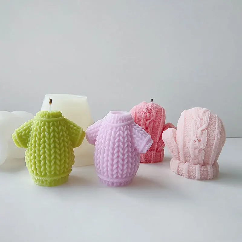 3D 모직 장갑 스웨터 실리콘 금형 DIY 크리스마스 아로마 촛불 석고 수지 금형 수제 비누 촛불 만들기 용품