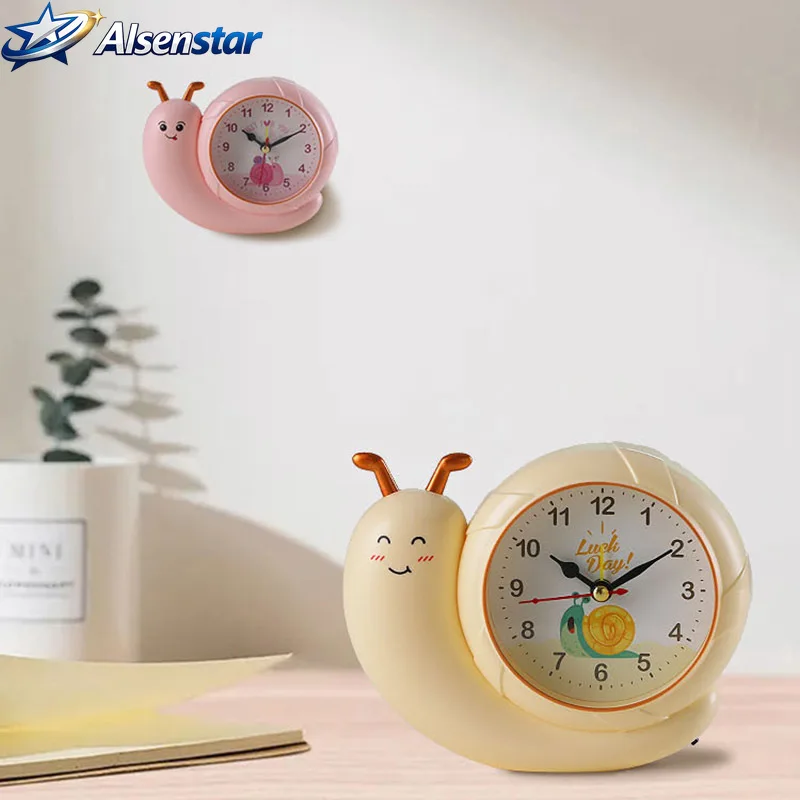 Children's Cartoon Snail Alarm Clock Cute Hanging Table Clock for Small Bedroom Home Wall Decor