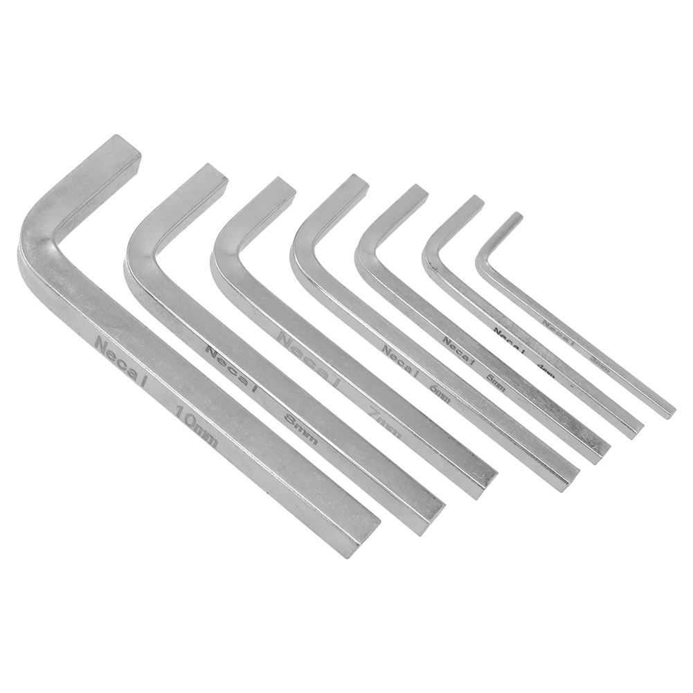 7Pcs L Shape Square Head Wrench Square Key 4 Point Wrench Screwdriver Inner Four-corner Set 3-10mm Hand Tools Silver Tool