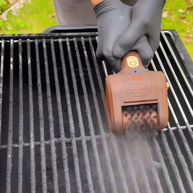 Rechargeable Electric Grill Cleaner Brush, Food Grade Stainless Steel Roller Portable Wireless BBQ Grate Cleaning Tool
