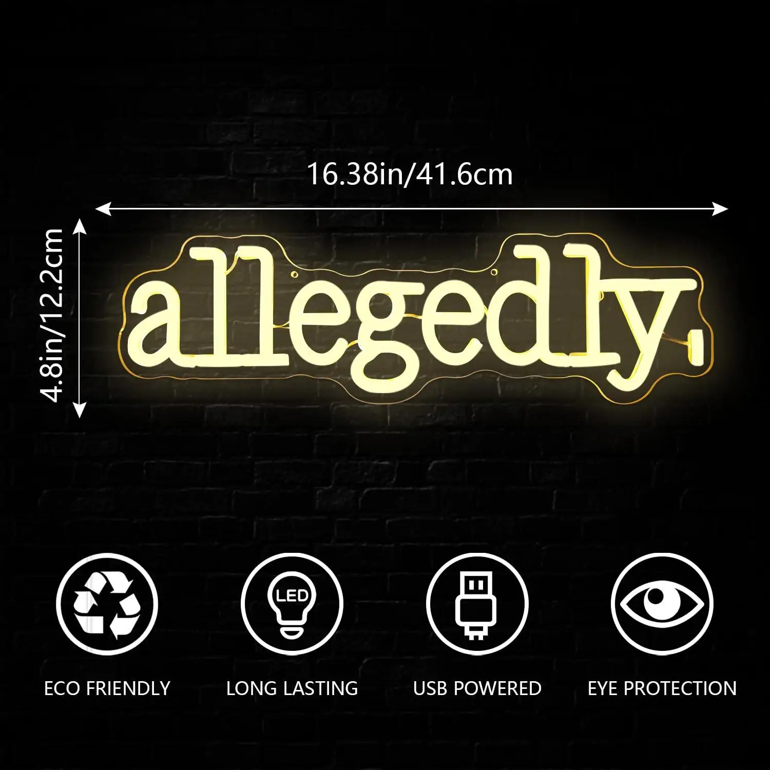 Allegedly Neon Sign USB Dimmable LED Light for Wall Decor Law Student Dorm Room School Graduation Funny Quote Art Decoration