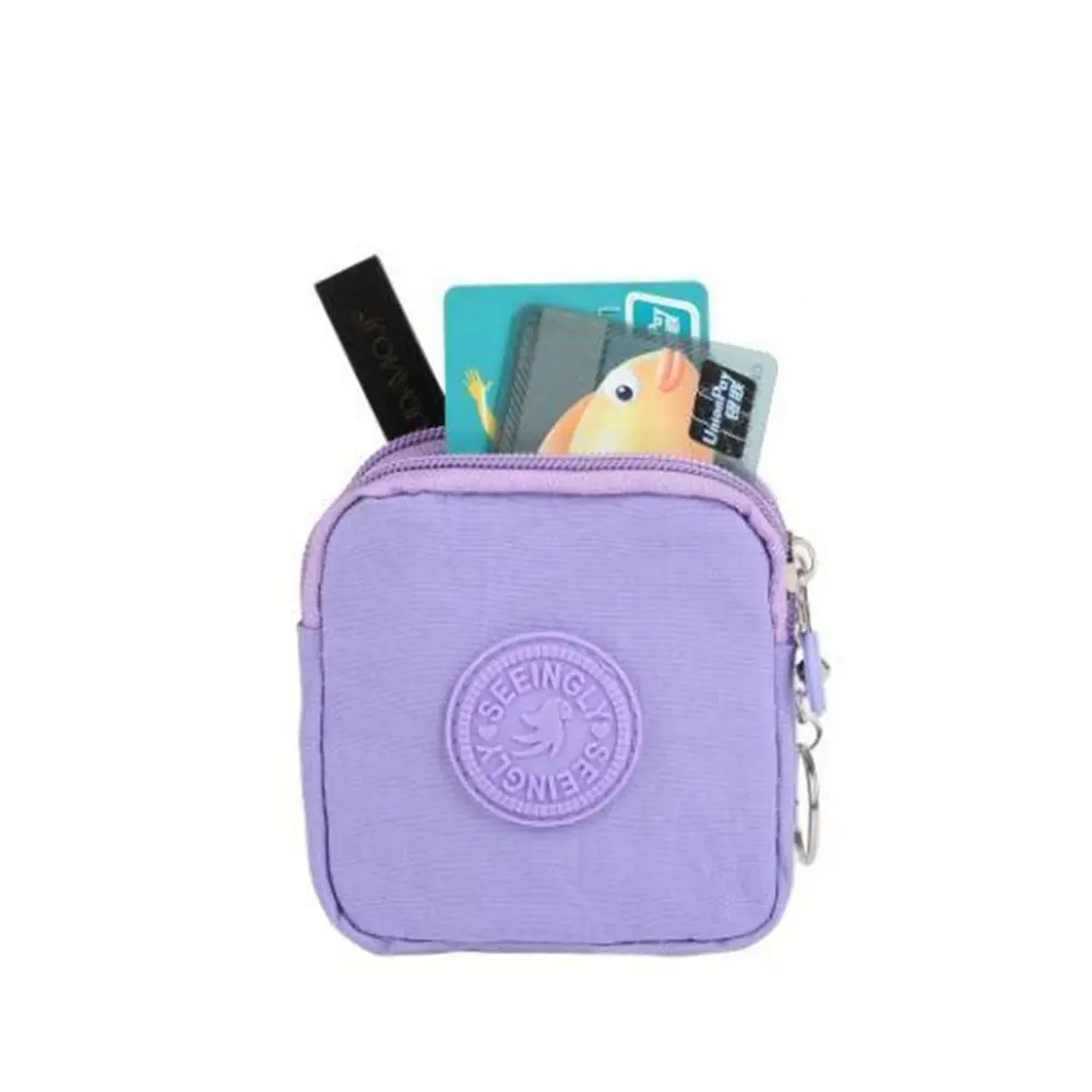 Letter Short Zipper Coin Purse Large Capacity Nylon Double-layer Wallet Card Holder Storage Bag Simple Storage Bag Female/Male