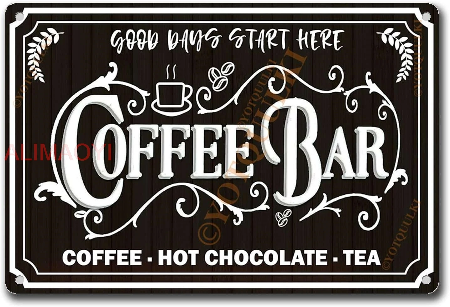 Vintage Coffee Bar Aluminum Sign Kitchen Coffee Bar Wall Decor Christmas Coffee Metal Signs Tea Bar Accessories Hot Chocola nice