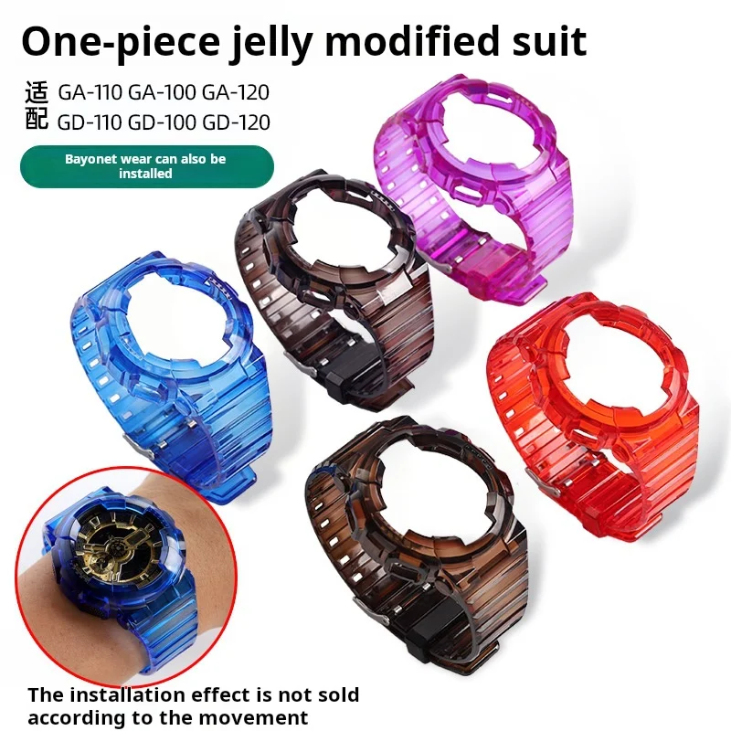 Sport watchband For Casio G-SHOCK GD GA110/120/100 frosted watch strap transparent Replacement case TPU Men Silicone Accessories