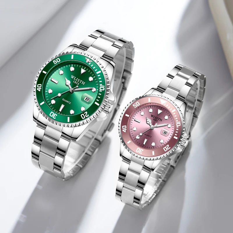 Watches for Woman Top Brand Luxury Women's Wristwatch Stainless Steel Waterproof Watches Pink Blue Green Dial Women Watch reloj