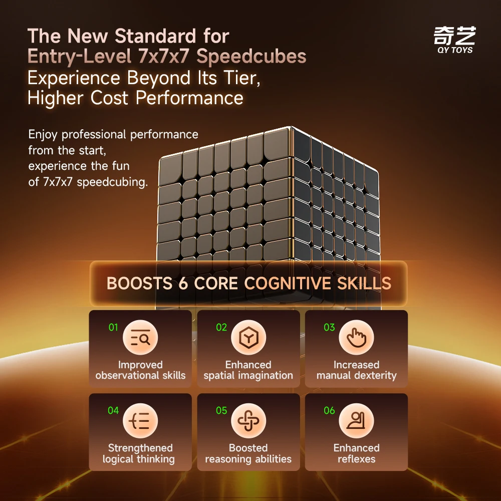 [CubeFun] QiYi 7x7x7 Magic Speed Cube Serie M Magnetische UV Stickerloze Professionele Puzzel voor Kinderen Gift
