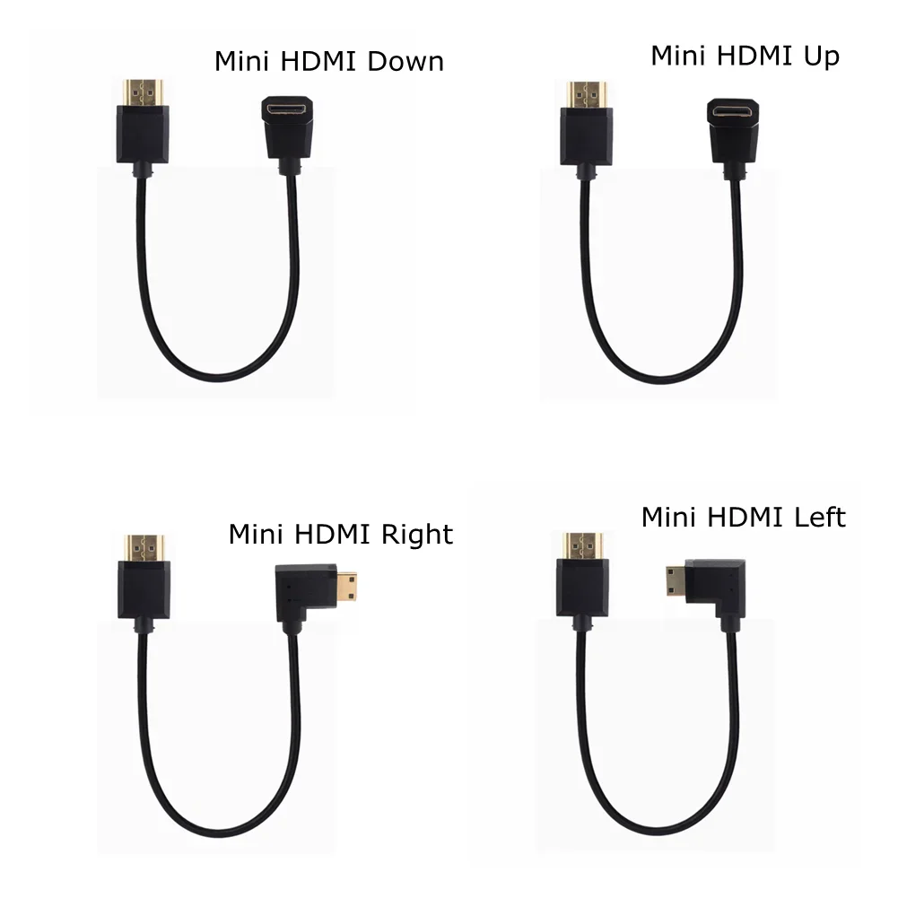 OD3.2mm Super Extreme Slim kabel kompatybilny z HDMI Mini kompatybilny Micro HDMI 2.0 w dół lewego prawego kątowy męski kabel cienkie krótkie