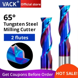 VACK HRC65 Fresatura Keyseat Cutter End Mill 2 Edge Carbide Router Bit Lega di acciaio al tungsteno Macchine utensili CNC per acciaio inossidabile