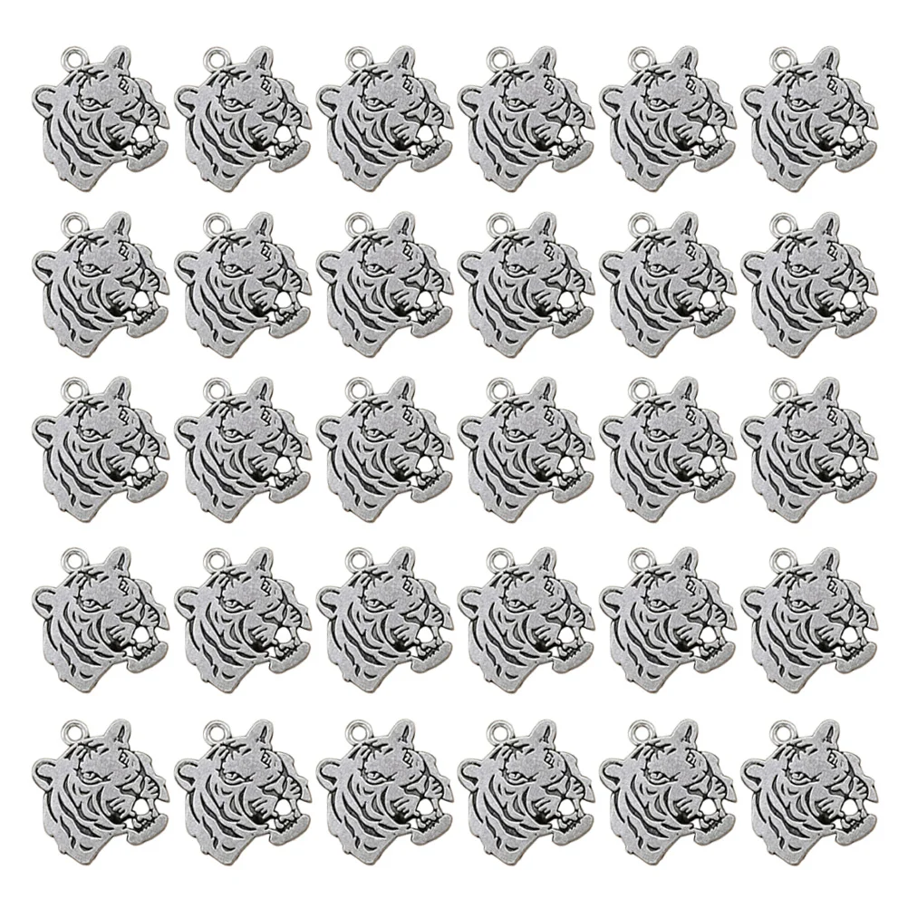 

30 Pcs Tigers Alloy Charm Pendants for Necklace Bracelet Jewelry Making Craft Supplies Gift Set Simple Stylish Design