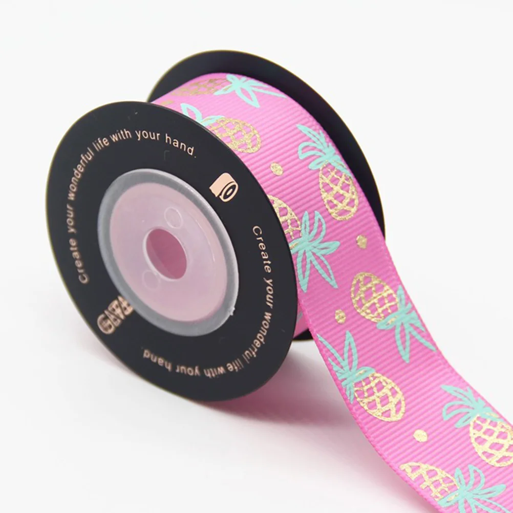 

25mm 10 Yard Pineapple Grosgrain Ribbon Roll Printed Glitter Ribbon for Wedding Party Bridal Shower Gift Wrap Craft Decoration