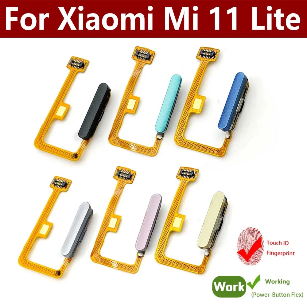 New For Xiaomi Mi 11 Mi11 Lite Fingerprint Sensor Home Return Key Menu Button Flex Ribbon Cable Black White Blue Green