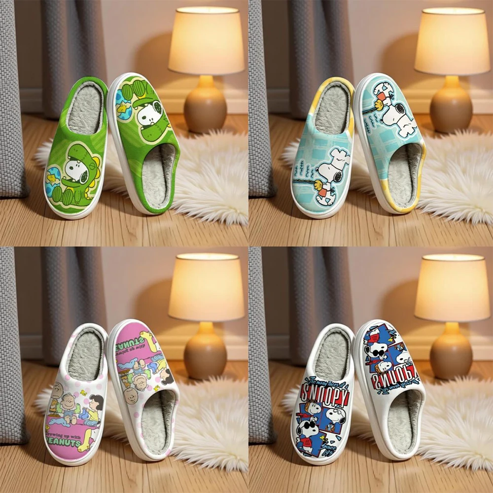 New Super Cozy Winter Slip On Slippers Ideal Gift Choice for Cartoon Lovers Snoopy Peanuts Multi Design Print Non Slip Slippers