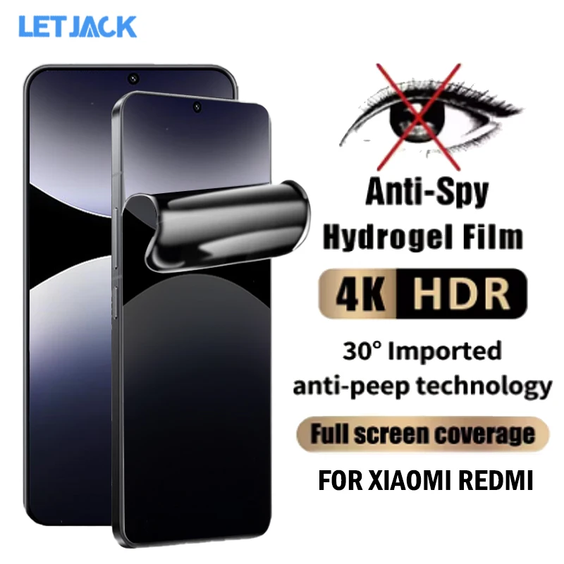 

Антишпионская гидрогелевая пленка с полным изогнутыми краями для Xiaomi Redmi Note 14 13 Pro+ 5G 4G Защитная пленка для экрана Poco X7 Не стекло